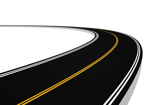 渲染双向道路弯曲到左边的股票图像图片下载