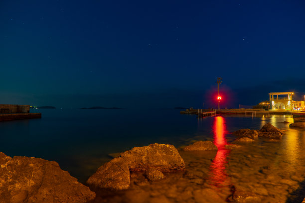 美丽的克罗地亚在夜晚长曝光图片下载