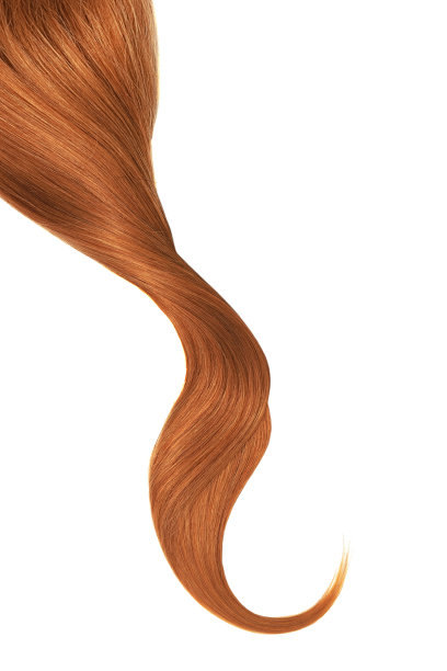 红色头发，孤立在白色背景上。长长的卷发马尾图片下载