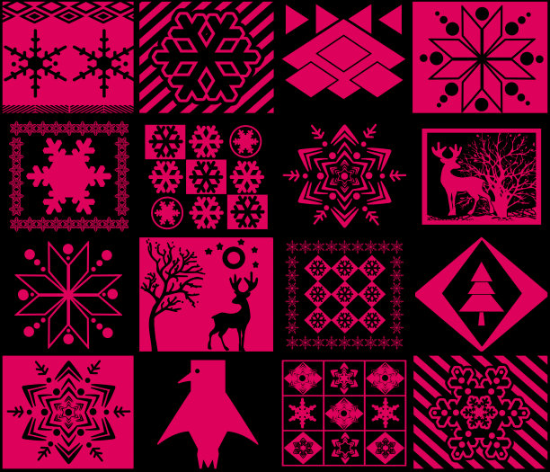 无缝圣诞拼接装饰装饰元素图案黑色背景素材图片