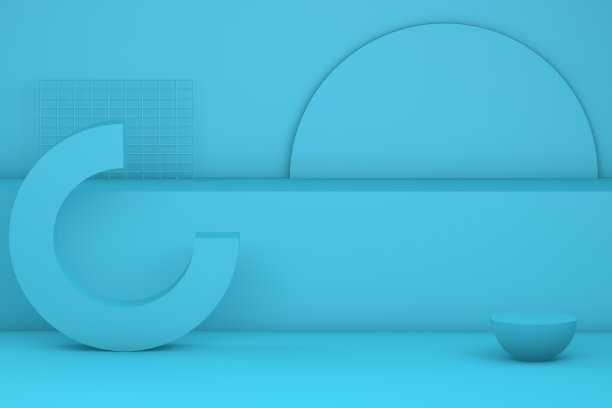 最小的蓝色楼梯，讲台和几何形状图片下载