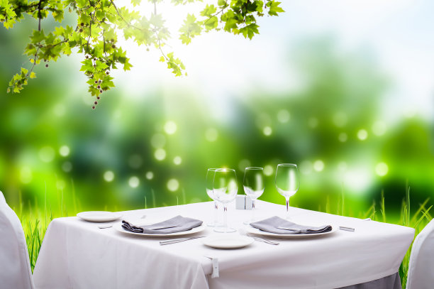 浪漫的两处设置在花园里图片下载