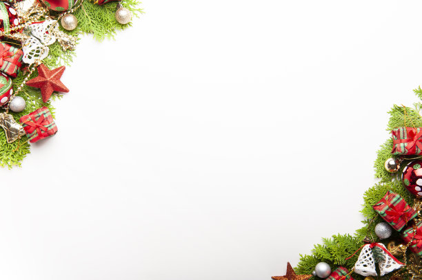俯视图的圣诞背景模板上的白色背景图片下载