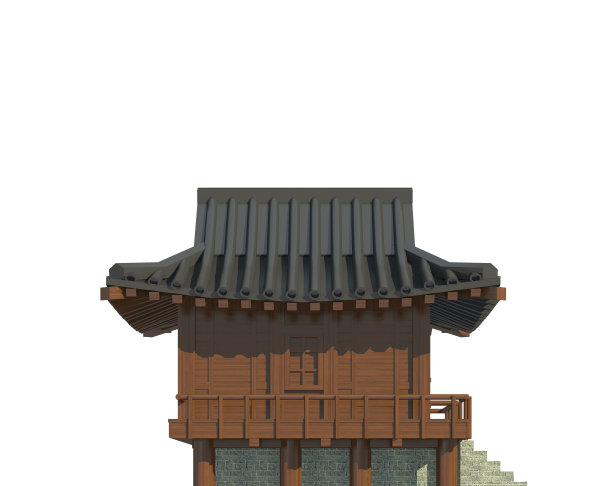 日本建筑孤立在白色背景的3d插图图片下载