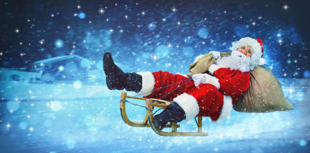 圣诞老人坐在雪橇上图片下载