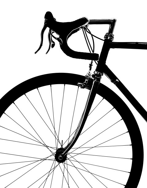 侧面的运动复古公路自行车孤立的白色背景图片下载