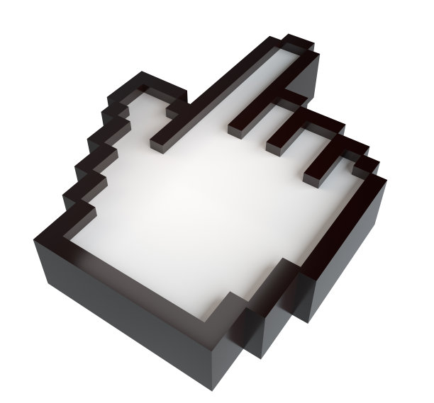 程式化的手形指针。孤立的渲染图片下载