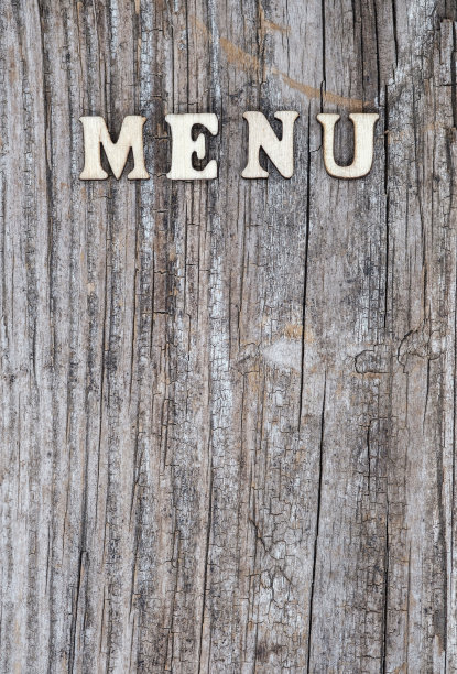 菜单文本在旧木板木制字母图片下载
