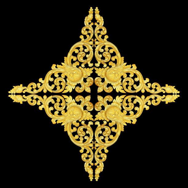 古金雕木饰泰国寺庙上孤立黑色。泰国图片下载