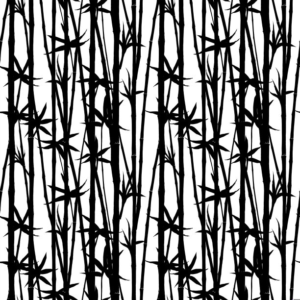 竹水彩茎叶无缝图案上白色背景图片下载
