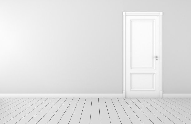 现代室内，有门和白色墙壁图片下载
