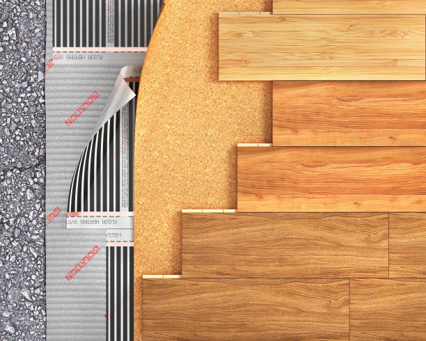 地板层。油毡地板上。三维演示素材图片