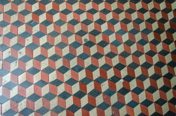 复古瓷砖地板，立体立体效果图片下载