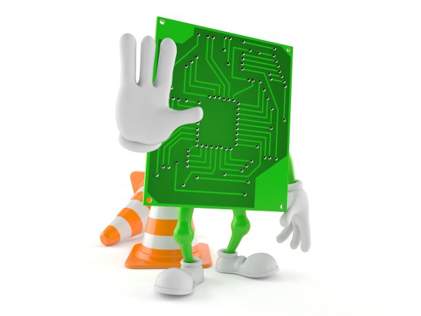 带有停止手势的电路板字符图片下载