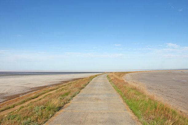 海边的路延伸到地平线之外图片下载