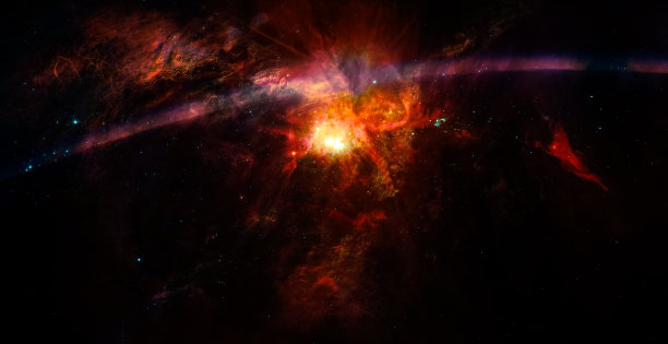 空间背景与星云和恒星和闪光透镜耀斑用于科学，研究和教育项目。这张照片的元素是由美国宇航局提供的。图片下载