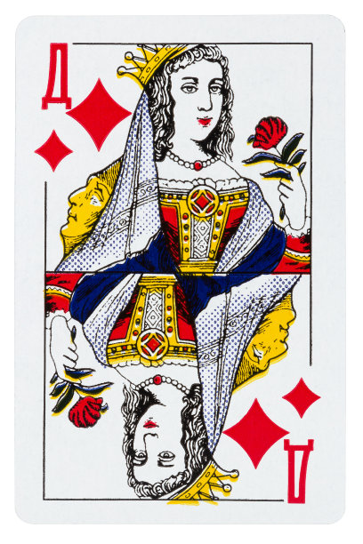 纸牌方块皇后孤立在白色上图片下载