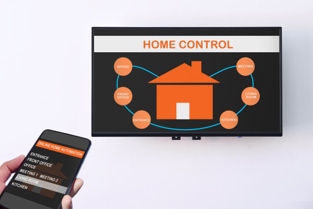 手持智能手机与在线自动化应用屏幕控制房子与人工智能图片下载