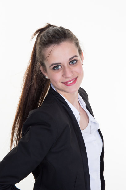 快乐的年轻女子被孤立在白色的背景下图片下载