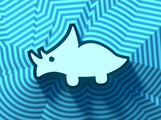 抽象的彩色卡通恐龙符号、纽扣、彩色标志。3 d渲染。图片下载