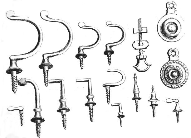 一套黄铜把手，饰有纹章，铰链图片下载