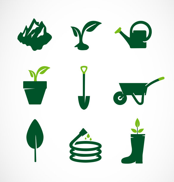 园艺图标集。园林工具图片下载