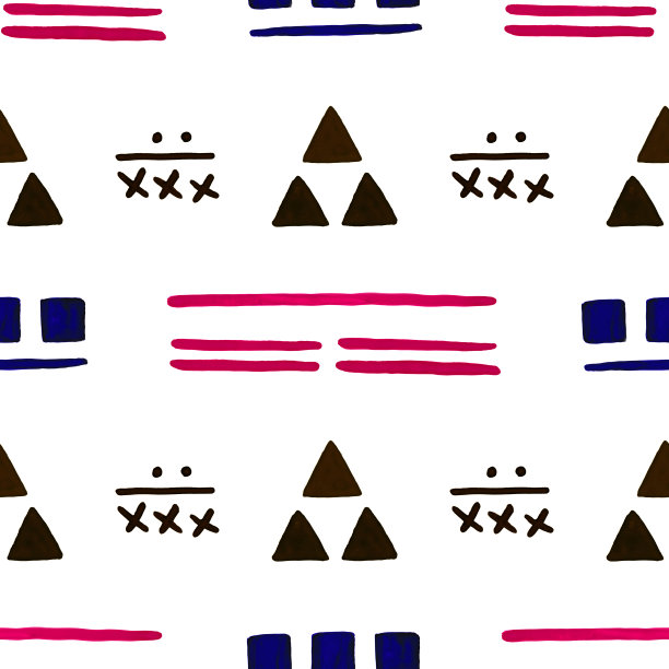 手绘抽象无缝图案。水彩部落几何背景。图片下载