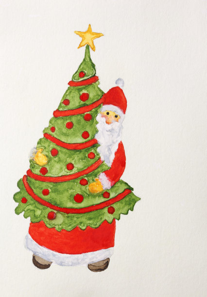 带着圣诞树的圣诞老人图片下载