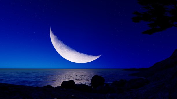 月亮和海滩图片下载