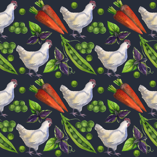 手画水彩。无缝图案与彩色健康食品图片下载