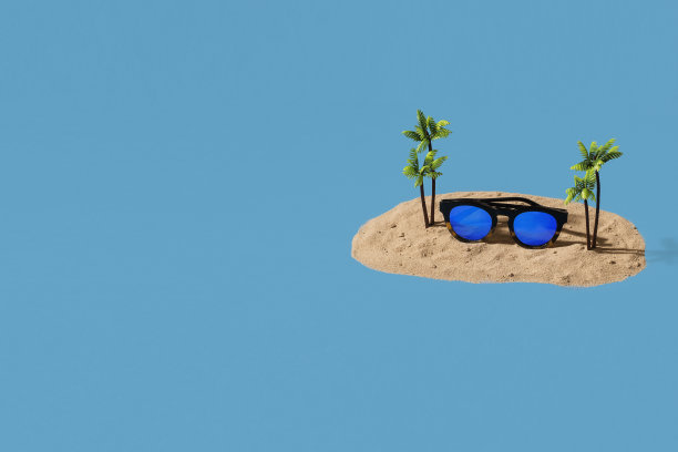 带着蓝色太阳镜的热带岛屿图片下载