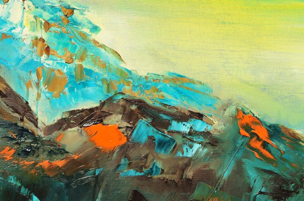 抽象艺术背景绿松石青柠橙棕色图片下载