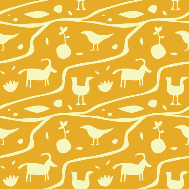 古代人墙画无缝图案图片下载