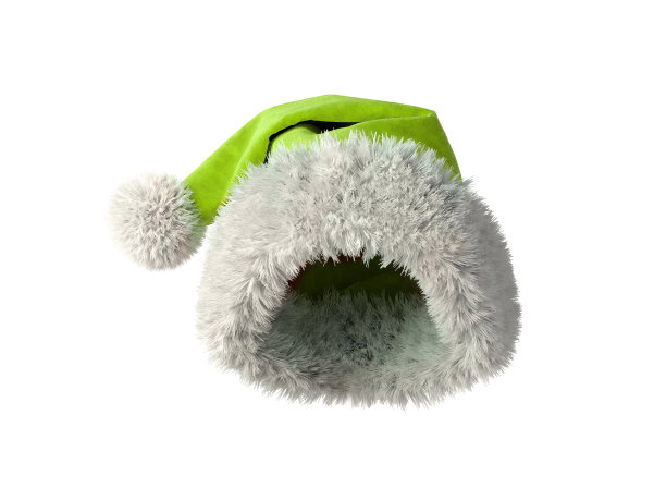 圣诞老人绿帽子孤立在白色背景3D渲染图片下载