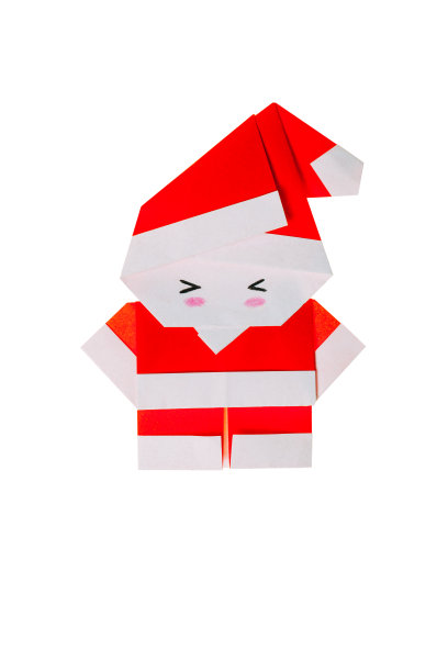 圣诞老人纸折纸孤立在白色背景上图片下载