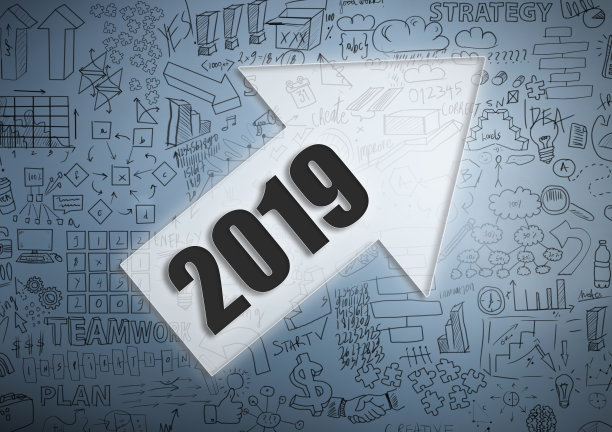 2019年新年/蓝色背景概念与图表(点击查看更多)图片下载