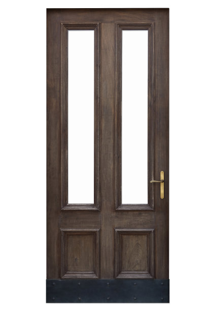 经典的木门和清晰的玻璃窗户在复古风格孤立的白色背景图片下载