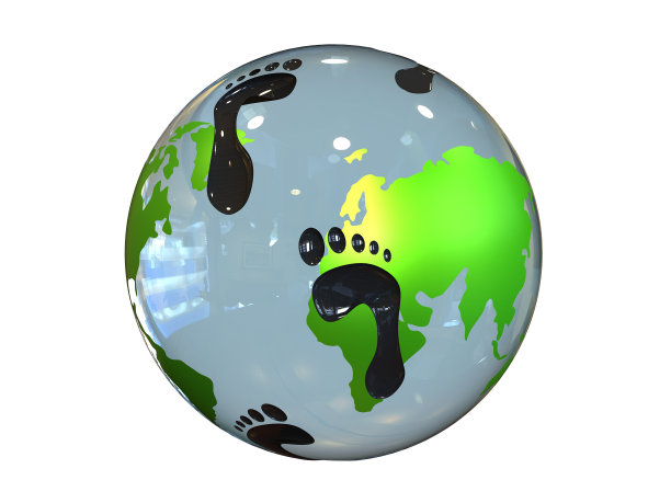 碳地球足迹概念孤立在一个白色的背景图片下载