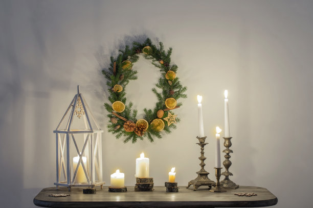 圣诞装饰背景白墙图片下载