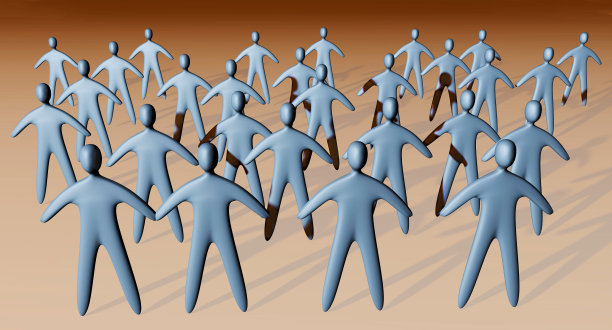 人群3D蓝色人物插画图片下载