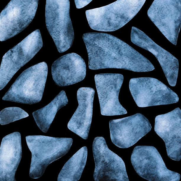 黑色背景上的水彩石图片下载