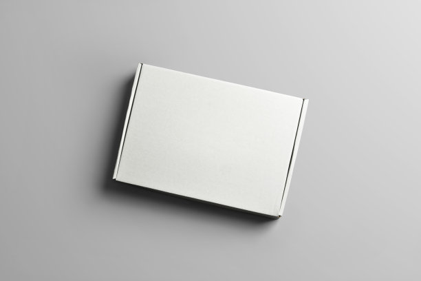 Studio模板用封闭的空白纸箱做灰色背景。图片下载