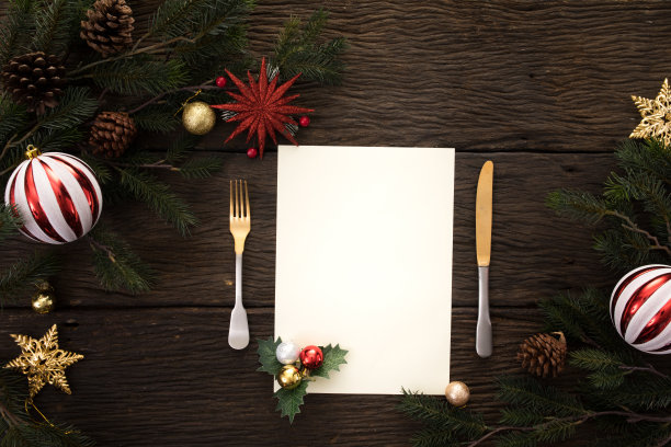 圣诞新年派对餐桌晚餐背景庆祝时间图片下载