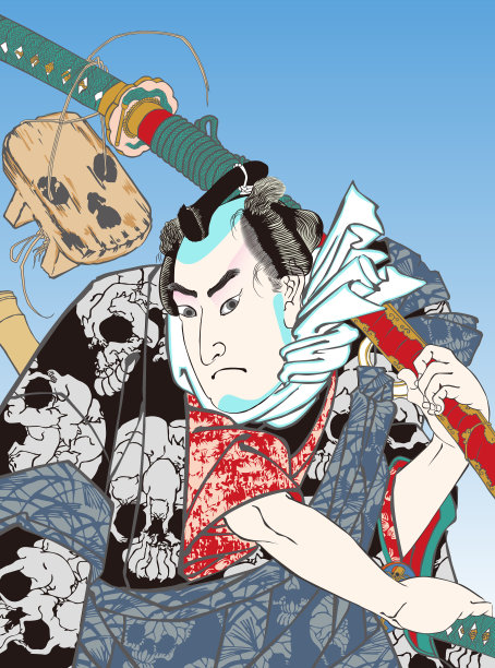 浮世绘《kunhiyoshi moyou shoyodaki nozarashisuke》素材图片