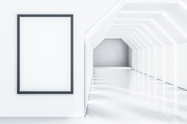 未来空旷的白色大厅，海报图片下载