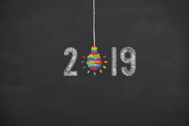 新年2019创意概念黑板图片下载