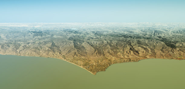 马里布3D渲染地形图地平线图片下载