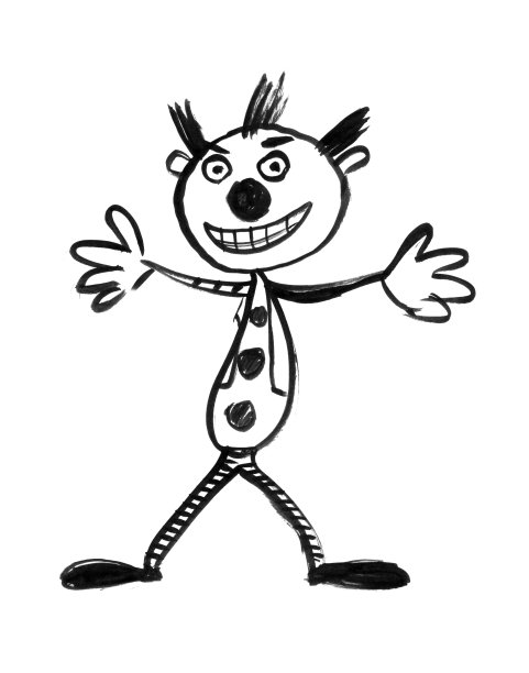 黑色墨水Grunge手画微笑的马戏团小丑图片下载