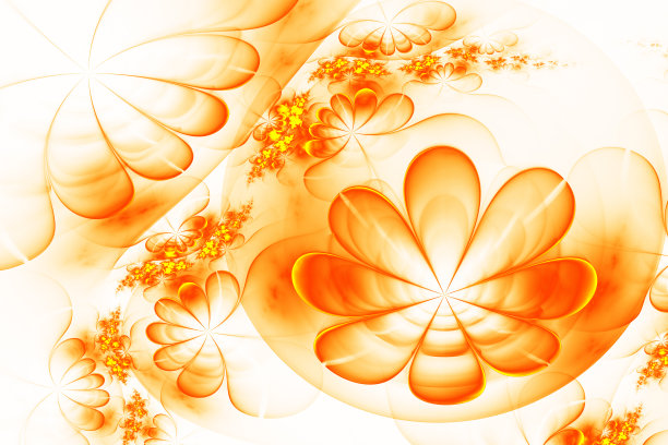 抽象的橙色和白色的花背景。计算机生成图像。图片下载