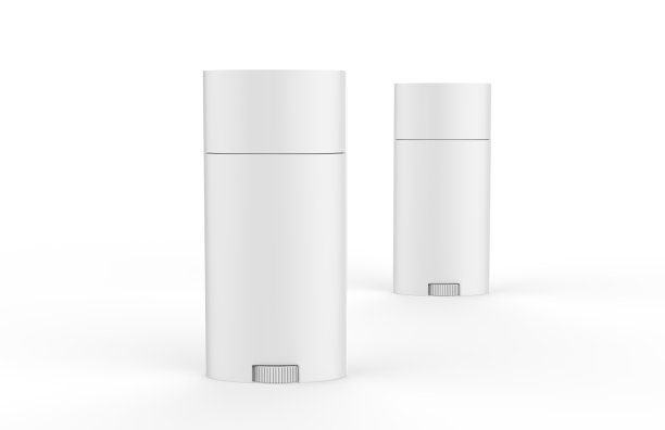 除臭剂和唇膏管上的白色空白卷，在孤立的白色背景上模拟模板，3d插图图片下载